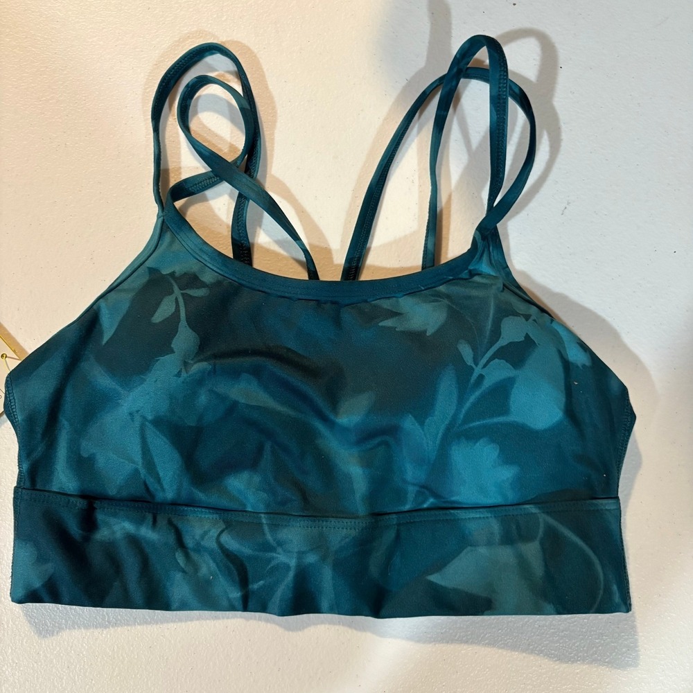 All In Motion Kids Teal Floral Strappy Sports Bra XS‎ Light Support NWT